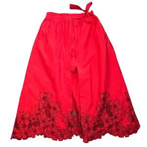 NWT Sandro Paris Floral Tie Waist Skort Red Size 38